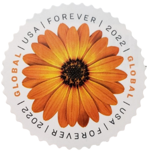 2022 global stamp with a sunflower