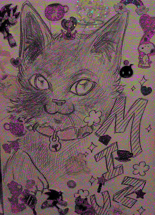 pencil drawing of mizu which a bunch of stickers by arachne